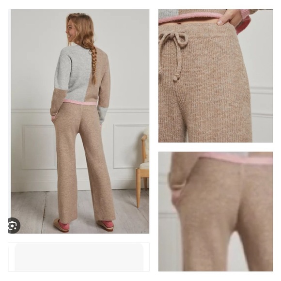 ANTHROPOLOGIE by Saturday/Sunday Dina Lounge Ribbed Knit Cozy Pants Beige Size S - Picture 2 of 12